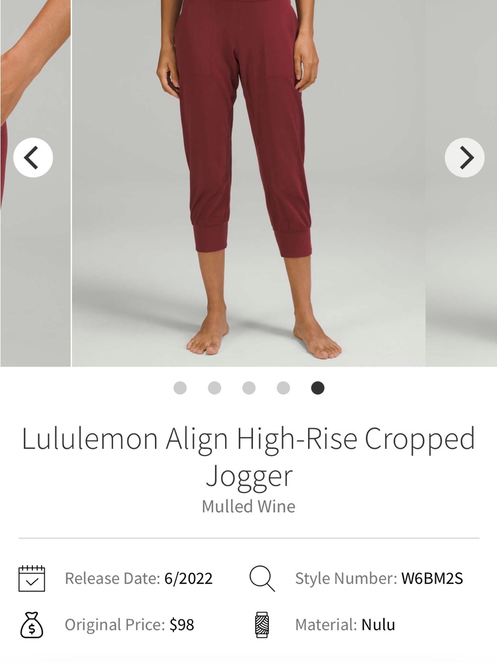 lululemon athletica Align High-Rise Cropped Jogger - Mulled Wine